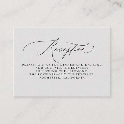 Carte D'accompagnement Informations sur la réception du mariage gris doux (Devant)