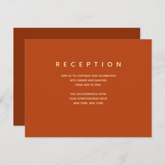 Carte D'accompagnement Informations sur la réception orange brûlée (Devant / Derrière)