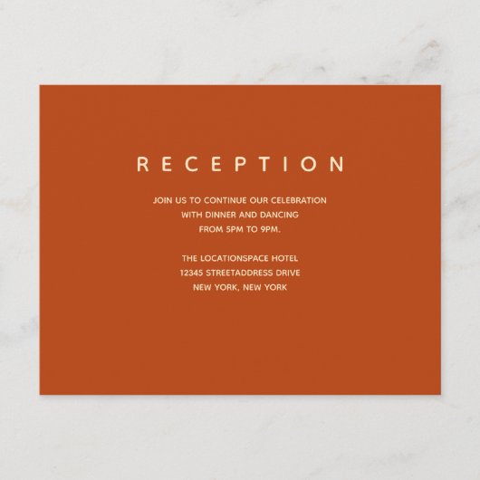 Carte D'accompagnement Informations sur la réception orange brûlée (Devant)