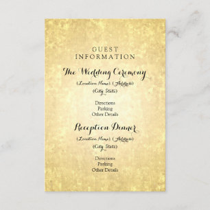 Carte D'accompagnement Informations sur le client mariage Gold Foil Stars