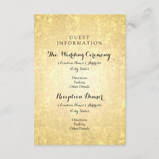 Carte D'accompagnement Informations sur le client mariage Gold Foil Stars (Devant)