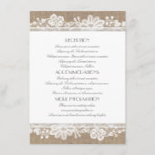 Carte D'accompagnement Informations sur le Mariage Burlap and Lace (Devant)