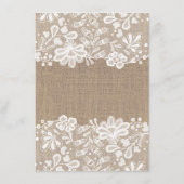 Carte D'accompagnement Informations sur le Mariage Burlap and Lace (Dos)