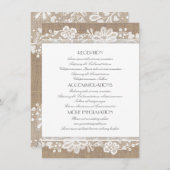 Carte D'accompagnement Informations sur le Mariage Burlap and Lace (Devant / Derrière)