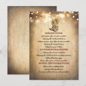 Carte D'accompagnement Informations sur le Mariage campagnard des bottes  (Devant / Derrière)