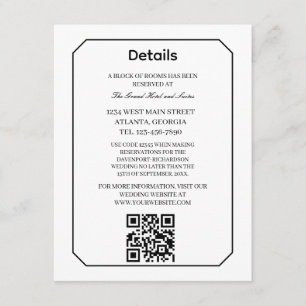Carte D'accompagnement Informations sur le mariage - Classique Élégance S