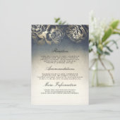 Carte D'accompagnement Informations sur le Mariage d'antiquité Bleu et Or (Debout devant)