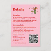 Carte D'accompagnement Informations sur le Mariage de code QR rose rétro (Devant)