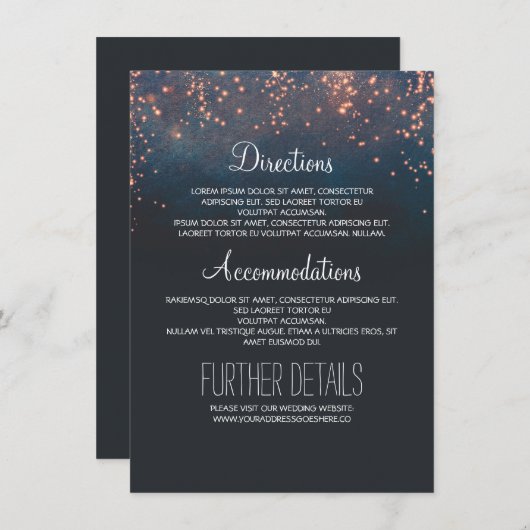Carte D'accompagnement Informations sur le Mariage de nuit Starry (Devant / Derrière)