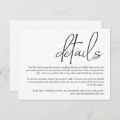 Carte D'accompagnement Informations sur le Mariage de script stylé simple (Devant / Derrière)