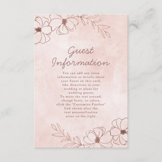 Carte D'accompagnement Informations sur le Mariage d'huile rose et Rose o (Devant)