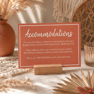 Carte D'accompagnement Informations sur le mariage en terracotta rustique