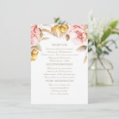 Carte D'accompagnement Informations sur le Mariage Floral Gold et Blush I (Debout devant)