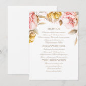 Carte D'accompagnement Informations sur le Mariage Floral Gold et Blush I (Devant / Derrière)