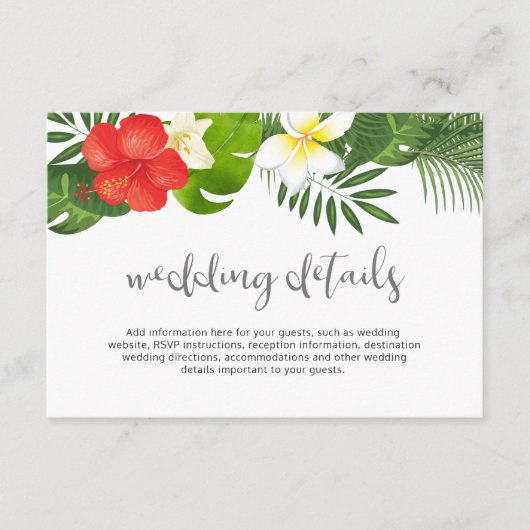 Carte D'accompagnement Informations sur le Mariage floral tropical ID475 (Devant)