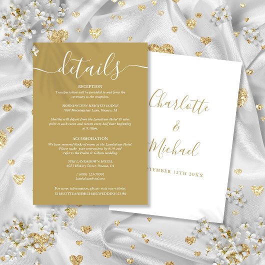 Carte D'accompagnement Informations sur le Mariage Gold Script