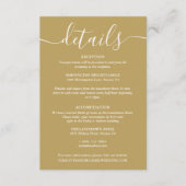 Carte D'accompagnement Informations sur le Mariage Gold Script (Devant)