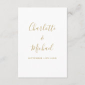 Carte D'accompagnement Informations sur le Mariage Gold Script (Dos)