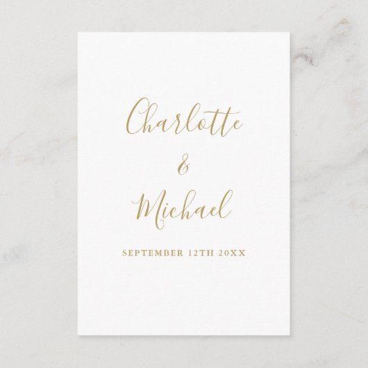 Carte D'accompagnement Informations sur le Mariage Gold Script (Dos)