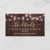 Carte D'accompagnement Informations sur le Mariage Rustic String Lights (Devant)