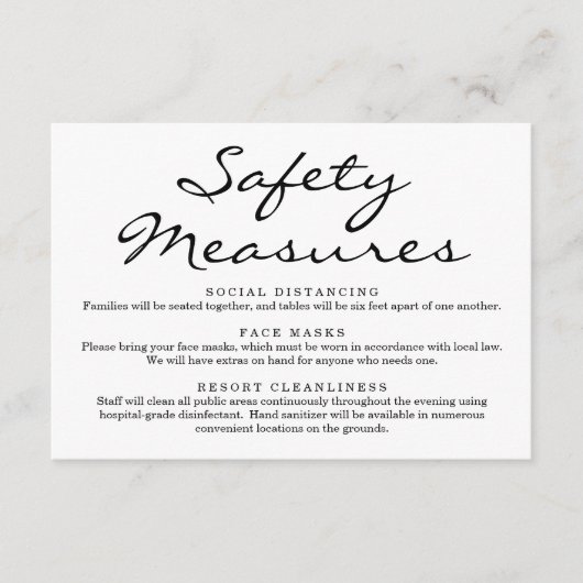 Carte D'accompagnement Informations sur le masque de sécurité Covid 19 et (Devant)