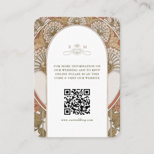 Carte D'accompagnement Informations sur le site Web de mariage avec code (Devant)