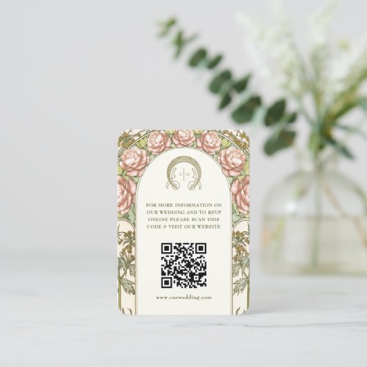 Carte D'accompagnement Informations sur le site Web de mariage avec code (Debout devant)