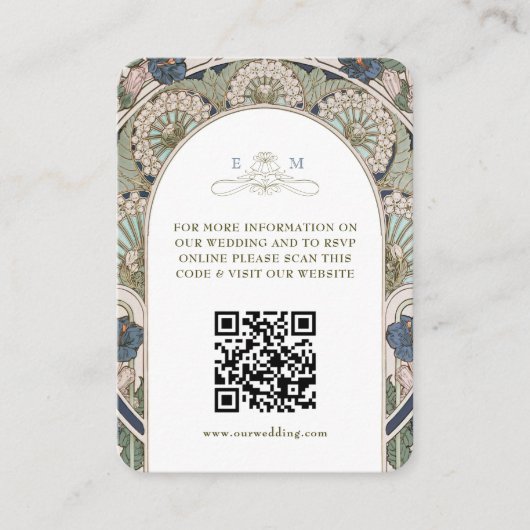Carte D'accompagnement Informations sur le site Web de mariage Code QR Ar (Devant)