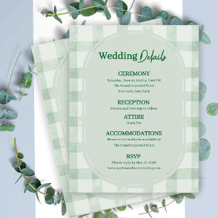 Carte D'accompagnement Informations sur les détails du mariage à carreaux