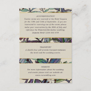 Carte D'accompagnement Informations sur les invités du mariage botanique