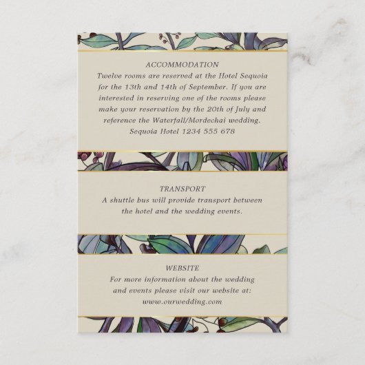 Carte D'accompagnement Informations sur les invités du mariage botanique  (Devant)