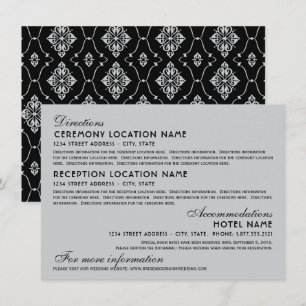 Carte D'accompagnement Informations sur les mariages Art déco argent noir