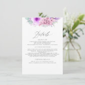 Carte D'accompagnement Informations sur les Mariages floraux rose et viol (Debout devant)