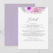 Carte D'accompagnement Informations sur les Mariages floraux rose et viol (Devant / Derrière)