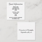 Carte D'accompagnement Informations sur les réservations des invités de m (Devant / Derrière)