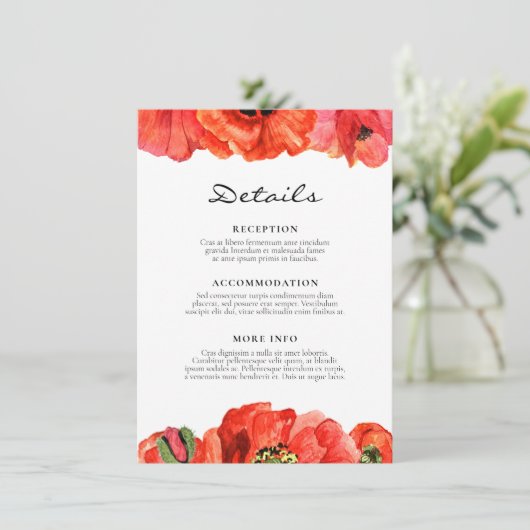 Carte D'accompagnement Informations sur l'invité du mariage de l'aquarell (Debout devant)