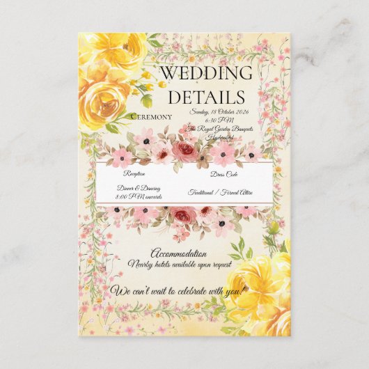 Carte D'accompagnement Informations sur un mariage romantique pastel (Devant)