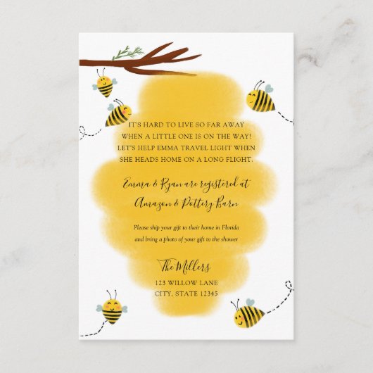 Carte D'accompagnement Infos baby shower longue distance (Devant)