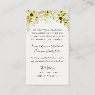 Carte D'accompagnement Infos baby shower longue distance de tournesol