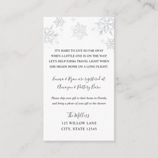 Carte D'accompagnement Infos de baby shower longue distance (Devant)