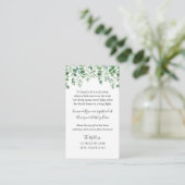 Carte D'accompagnement Infos de baby shower longue distance Eucalyptus (Debout devant)