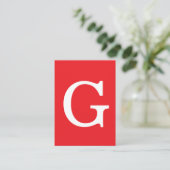 Carte D'accompagnement Initial Letter Monogram Red White Plain Simple (Debout devant)