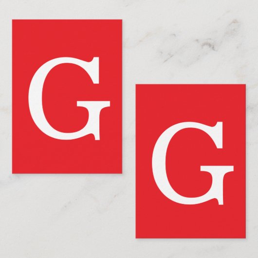 Carte D'accompagnement Initial Letter Monogram Red White Plain Simple (Devant / Derrière)