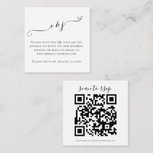 Carte D'accompagnement Initiales Script QR Code Mariage noir blanc RSVP E