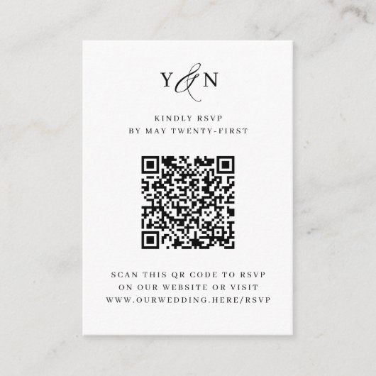 Carte D'accompagnement Initiales simples Elégante Photo QR Code Mariage R (Devant)