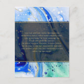 Carte D'accompagnement Inky Splash Blue Marbre et feuille d'or Détails (Dos)