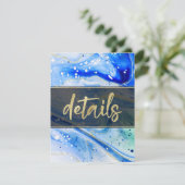 Carte D'accompagnement Inky Splash Blue Marbre et feuille d'or Détails (Debout devant)