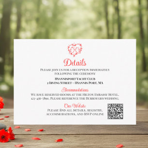 Carte D'accompagnement Inséparables Boho Coeur Rouge Détails de Mariage