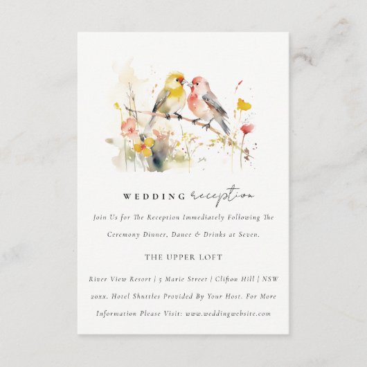 Carte D'accompagnement Inséparables botaniques sauvages chic Réception de (Devant)