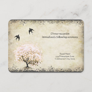 Carte D'accompagnement Inséparables Vintages de l'arbre rose pâle de la f